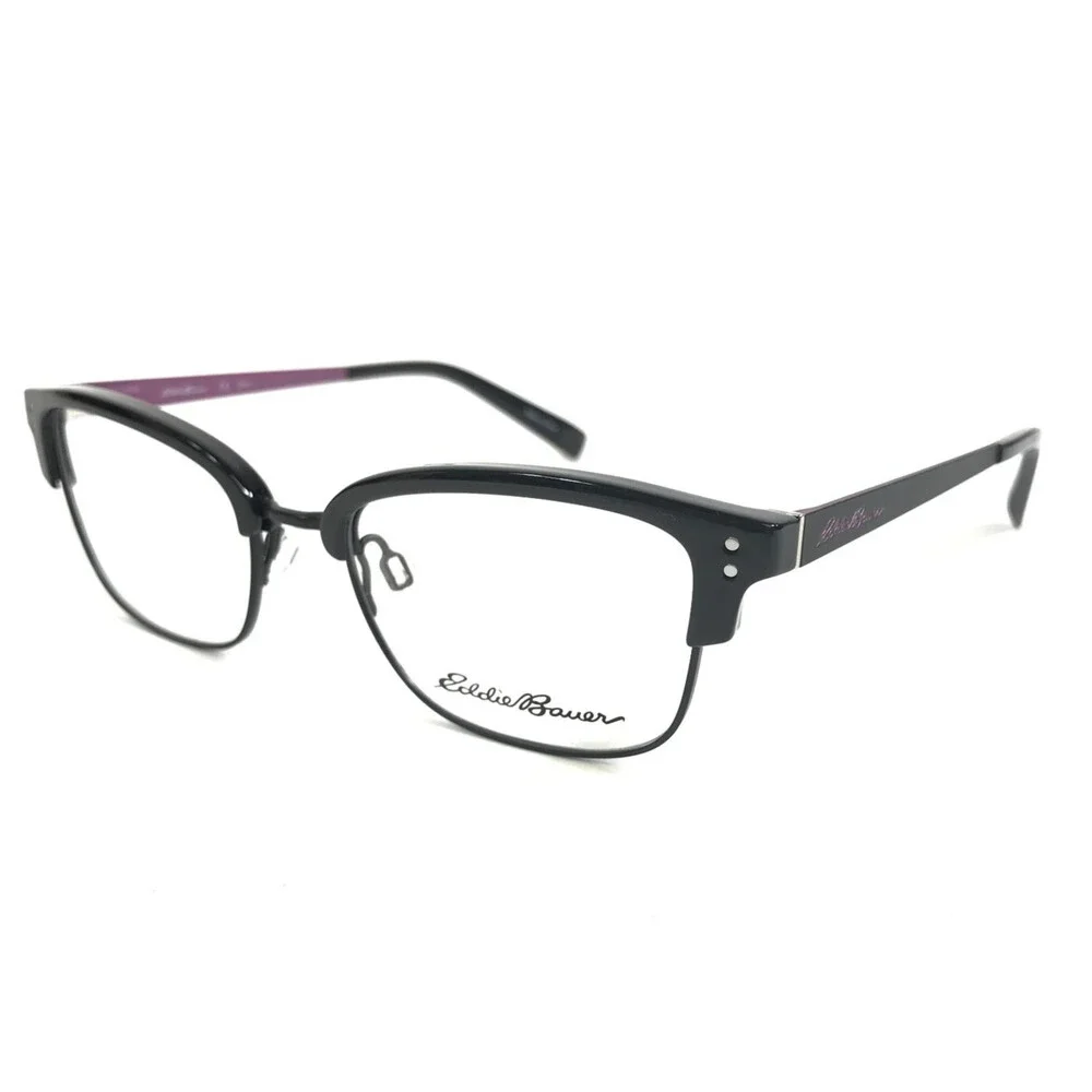 Eddie Bauer Eyeglasses Frames EB32218 BK Black Purple Cat Eye Full Rim 50-18-135